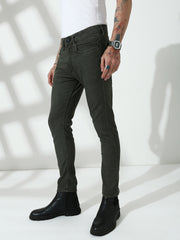 Green Poly Stretch Trapped Fit Jeans