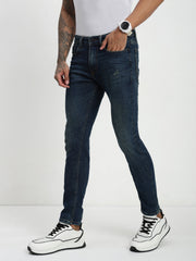 Vintage Blue Poly Stretch Trapped Fit Jeans