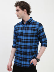 Oxford Checks Full Sleeve Slim Fit Shirt Without Pocket