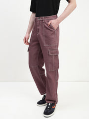 Wine Red Front Patch Pocket Loos Fit Cargo Paint