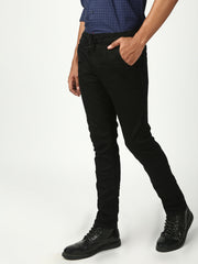 Black Skinny Elastic Belt Jeans