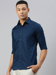 Blue Herringbone Shirt Without Pocket