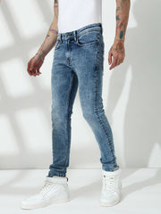 Light Blue  Poly Stretch Trapped Fit Jeans