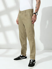 Khakhi Relax Fit Zip Pocket Linen Pant