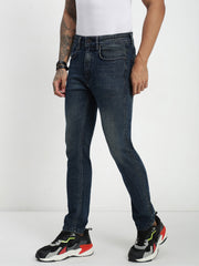 Vintage Blue Poly Stretch Trapped Fit Jeans