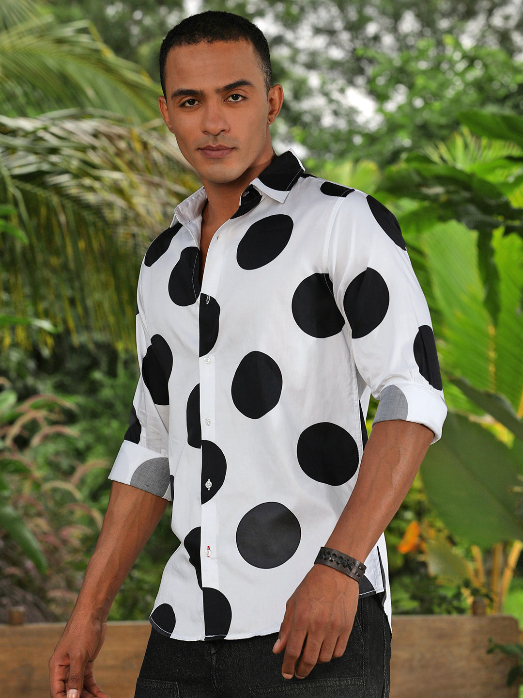 Printed Satin Giza Cotton Shirt Without Pocket