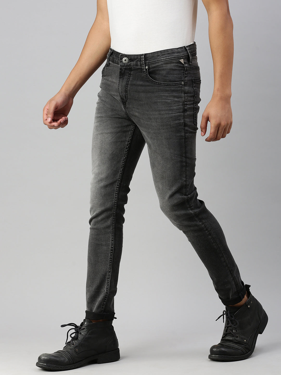 Black Gray Vintage Skinny Fit Stretchable Jeans