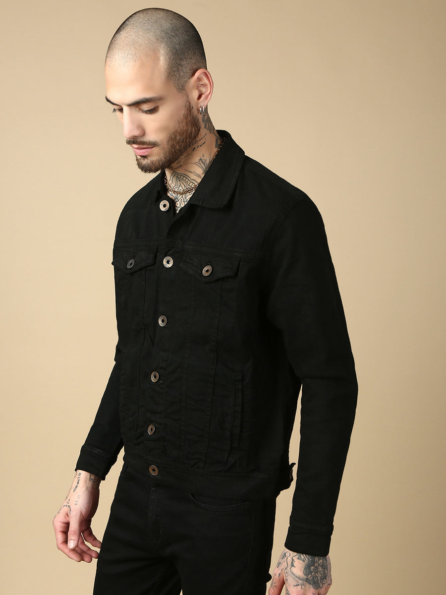 Black Over Dyeing Slim Fit Jacket