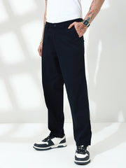 Navy Straight Fit Cotton Cross Pocket Pant