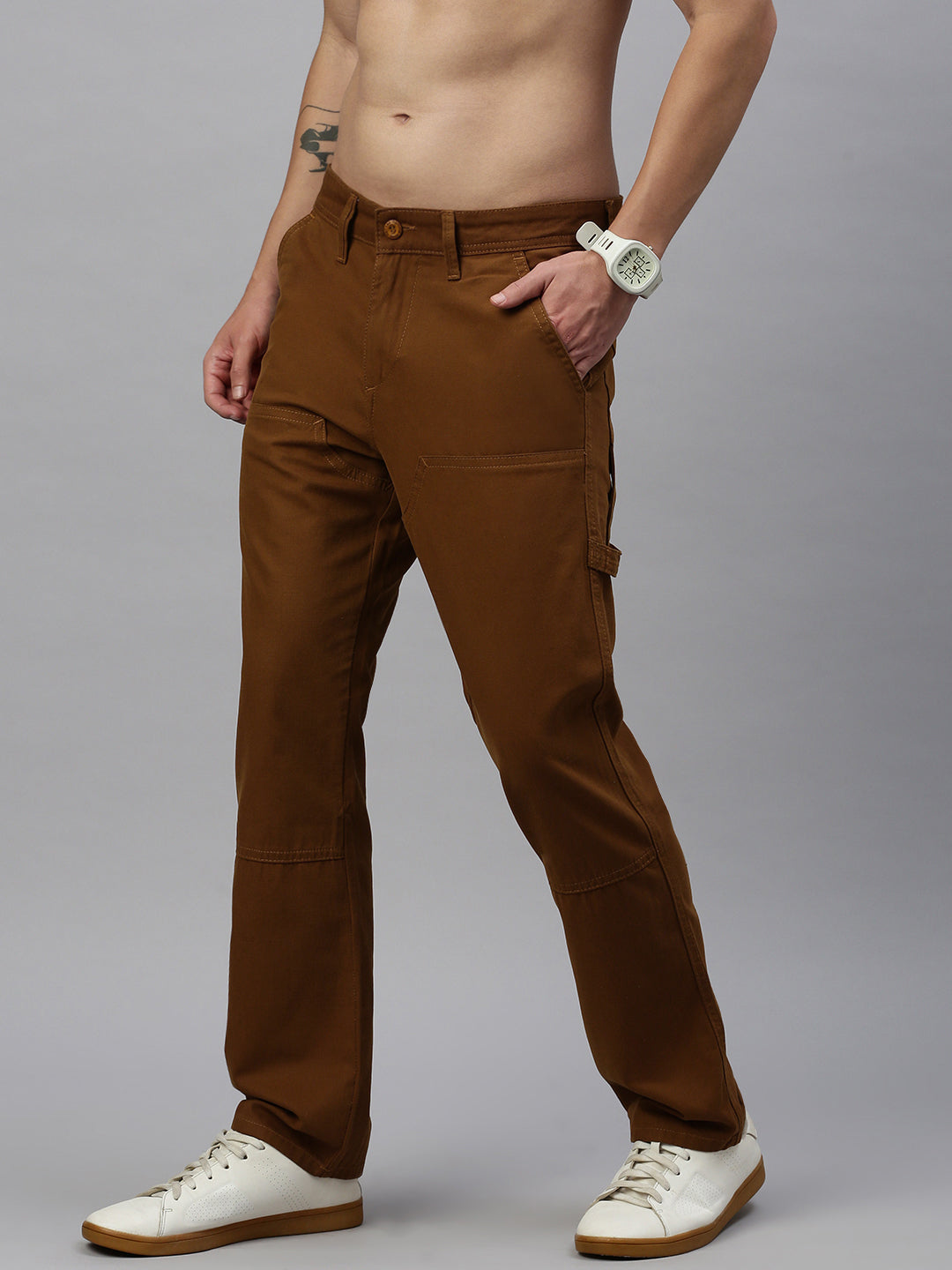Camel Straight Fit Men’s Cotton Pants
