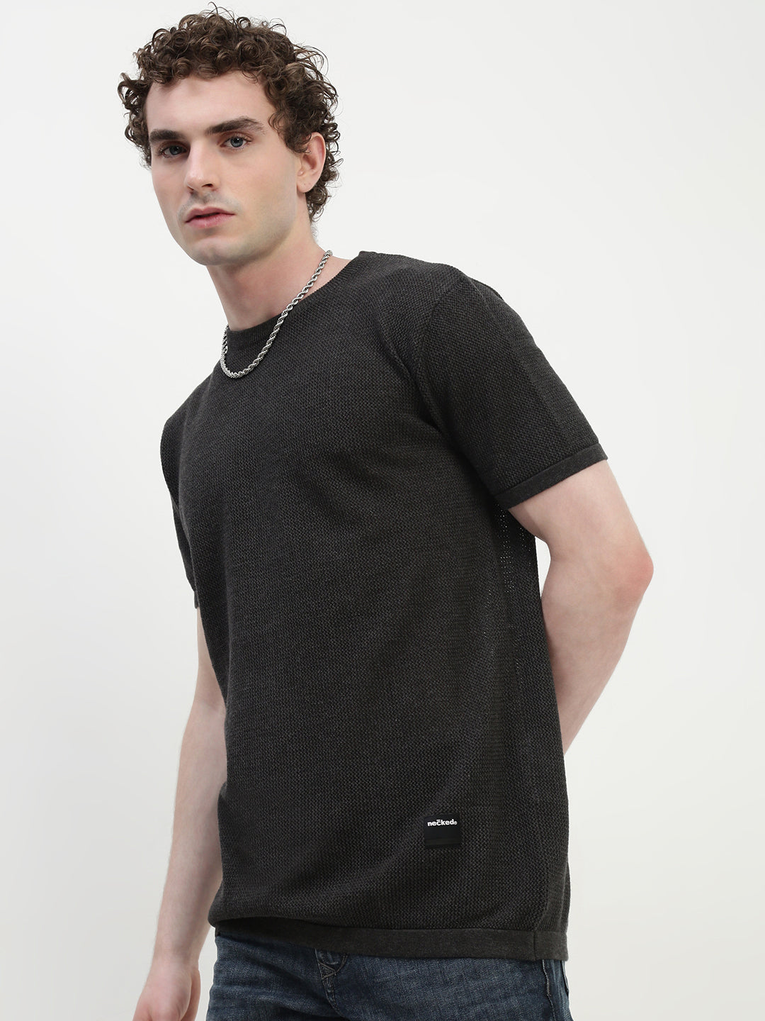 Polo See Through Black Cotton T-Shirt