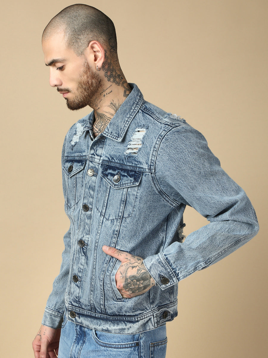 Light Blue Slim Fit Denim Jacket