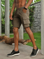 Khaki Slim Fit Cargo Shorts