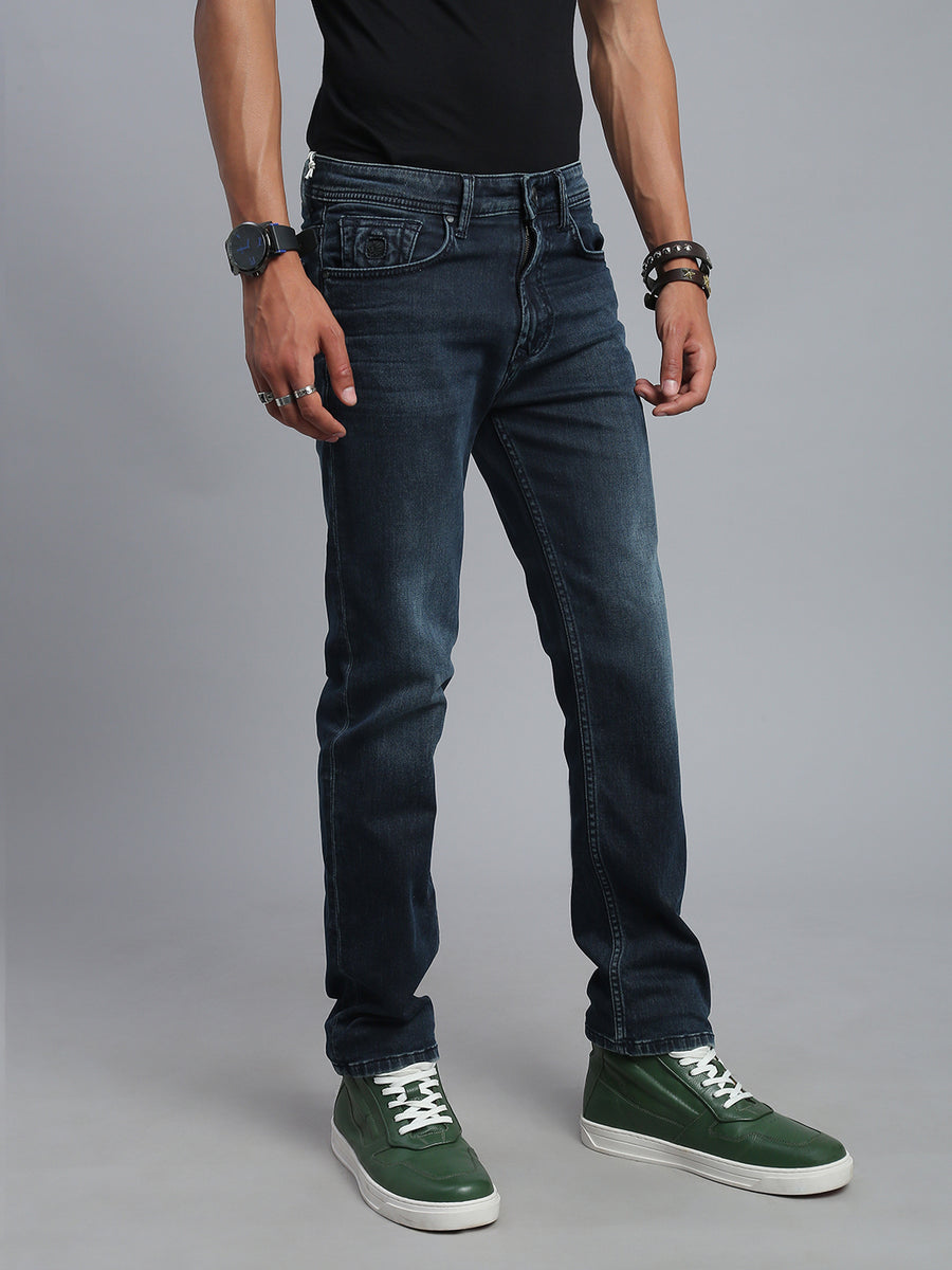 Blue Vintage Regular Straight Fit Stretchable Jeans