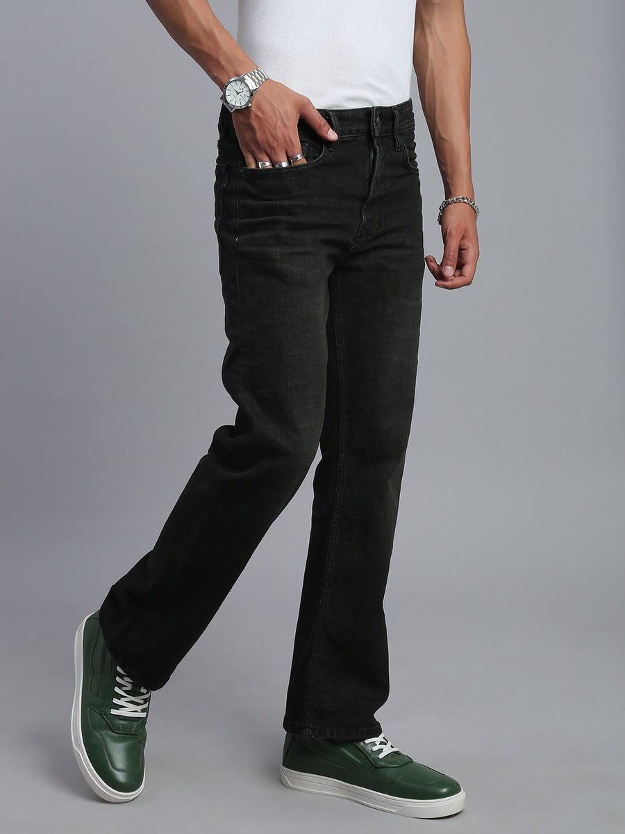 Black Vintage Boot Cut Fit Stretchable Jeans