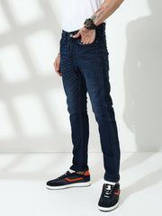 Blue Stretch Trapped Fit Jeans