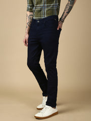 Navy Blue Raw Wash Skinny Fit Stretchable Jeans