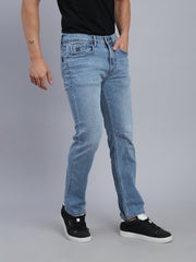 Light Blue Regular Straight Fit Stretchable Jeans