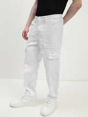 White Front Patch Pocket Loos Fit Cargo Paint