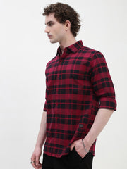 Oxford Checks Full Sleeve Slim Fit Shirt Without Pocket
