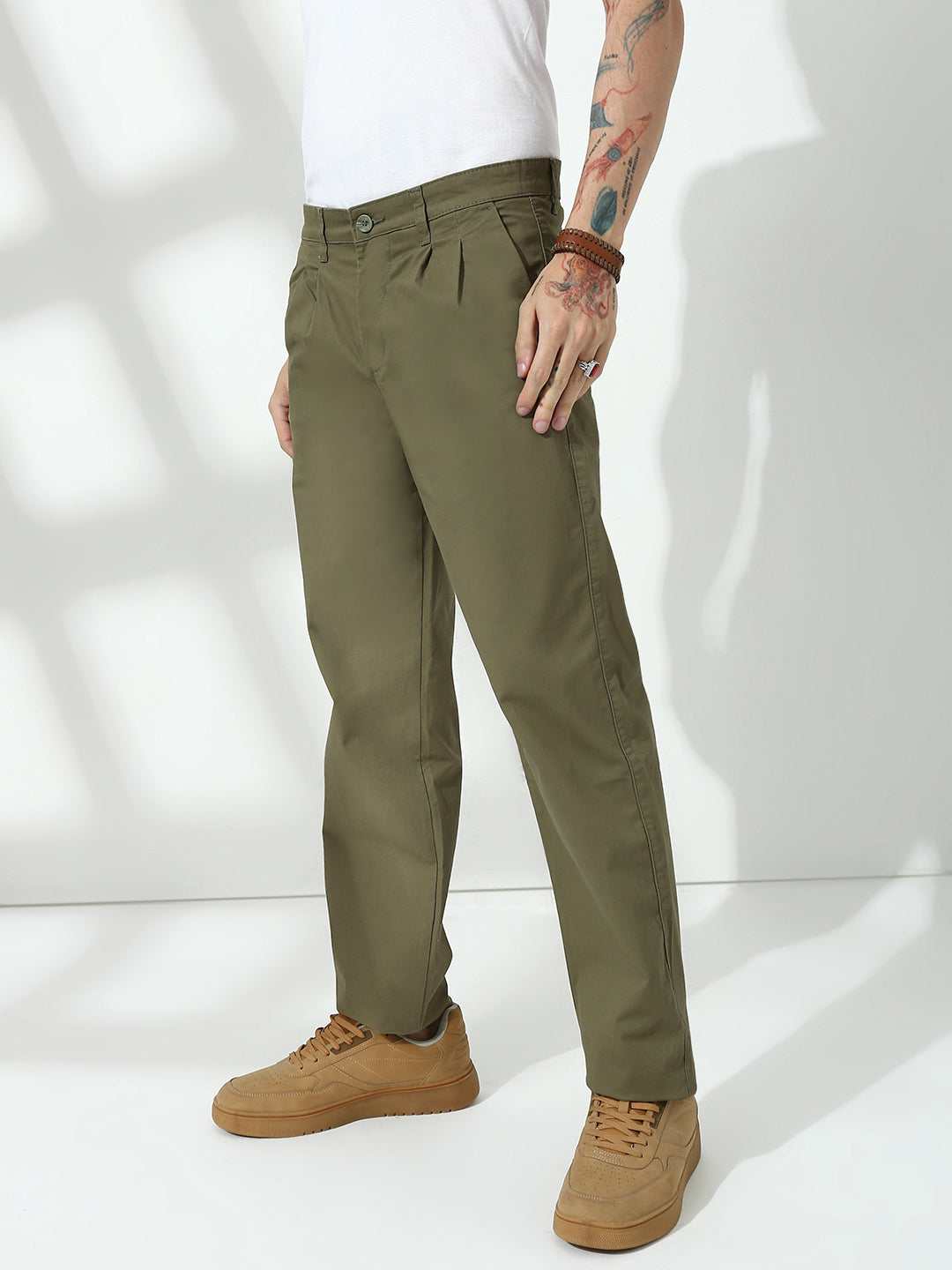 Sage Green Straight Fit Cotton Pant