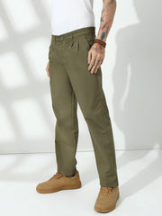 Sage Green Straight Fit Cotton Pant