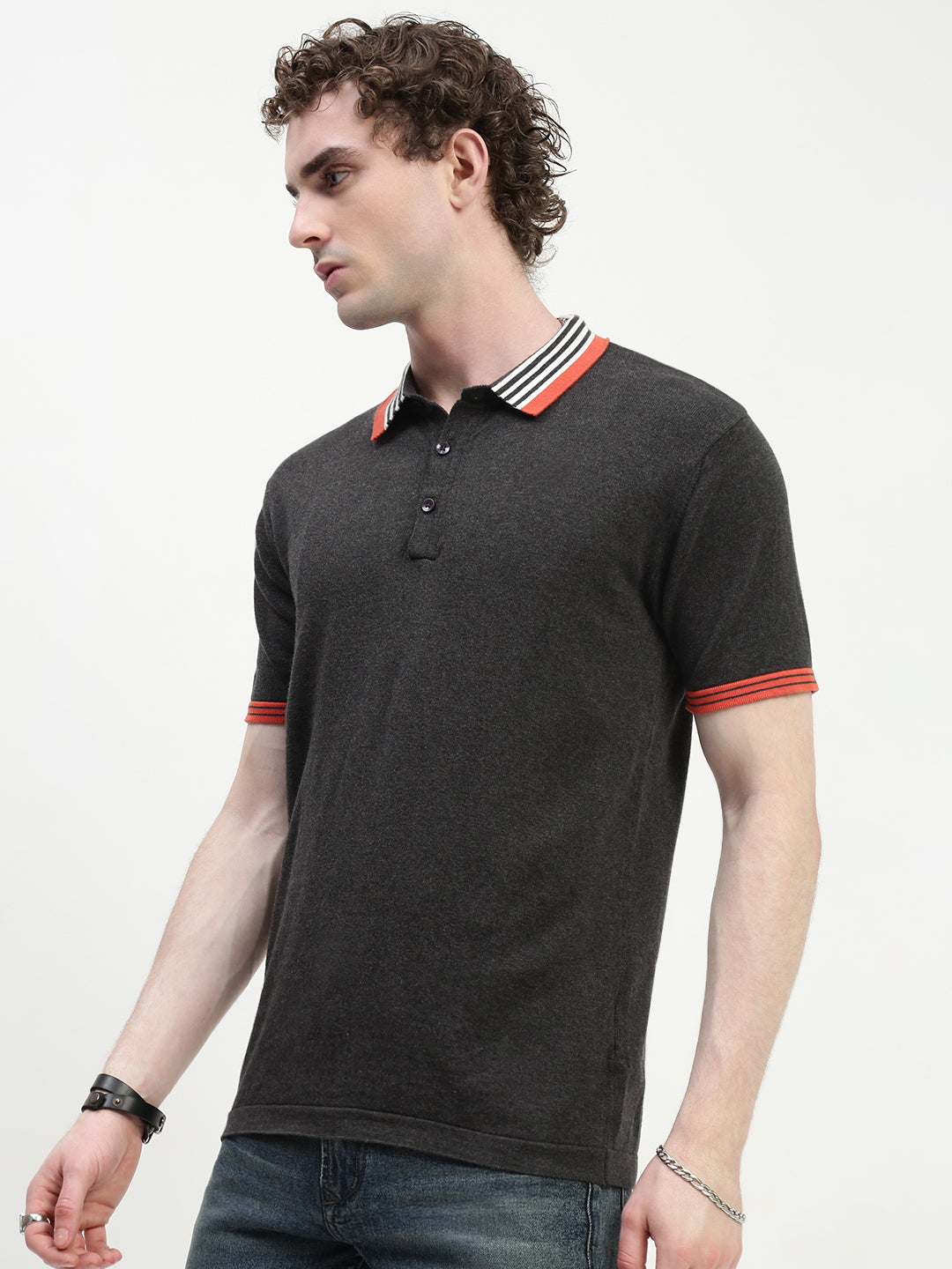 Antra Melange Polo Cotton T-Shirt