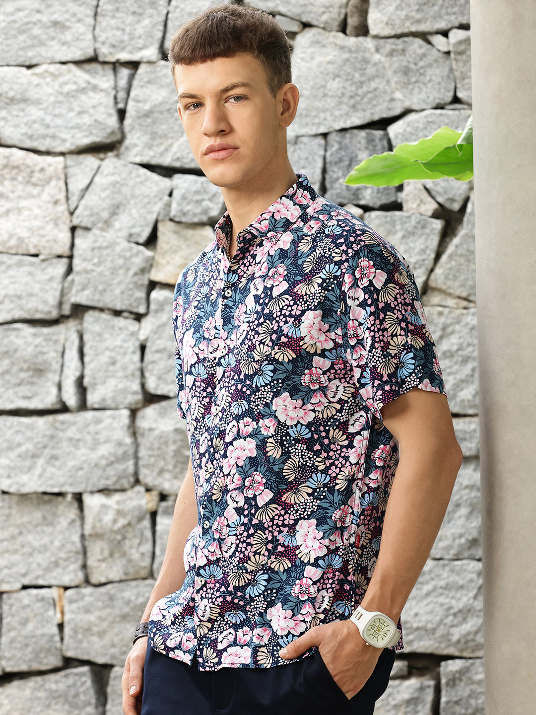 Printed Viscose Half Sleeve Shirt Without Pocket