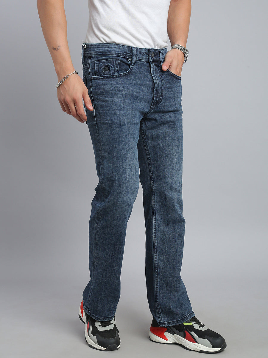 Ash Blue Boot Cut Fit Stretchable Jeans