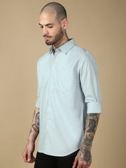 White Full Sleeve Slim Shirt With Pocket