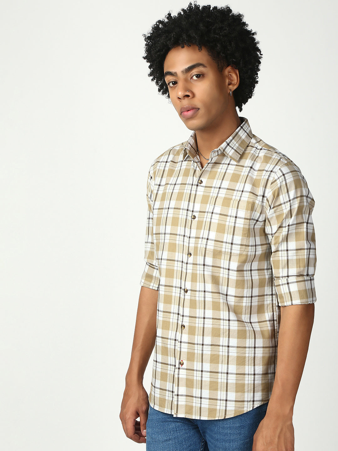 Checks Full Sleeve Slim Shirt With Pocket