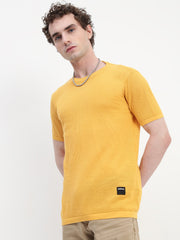 Crew Neck See Through Mango Cotton T-Shirt