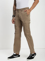 Khakhi 9 Pocket Regular Fit Cargo Paint