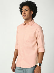 Orange Full Sleeve Slim Shirt With Pocket