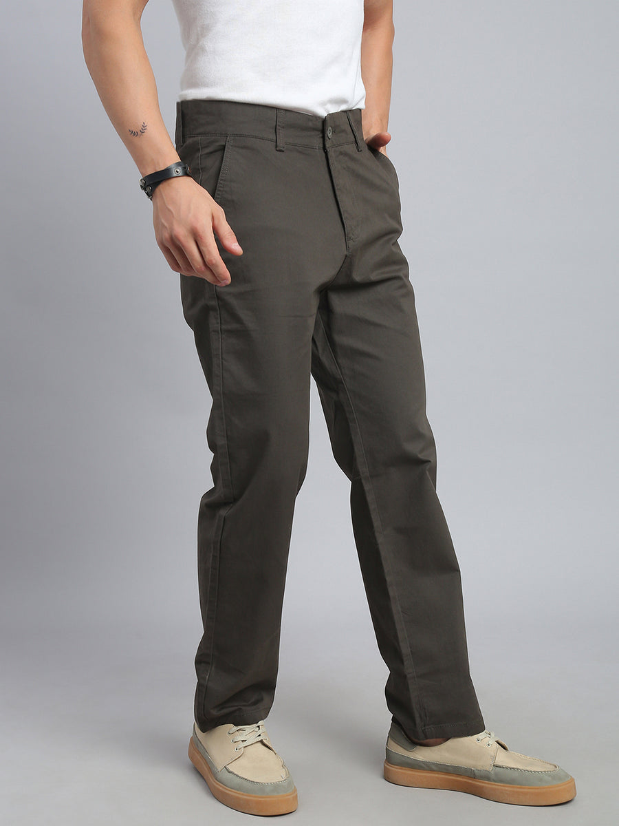 Olive Straight Fit Chinos Paint
