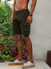 Olive Slim Fit Cargo Shorts