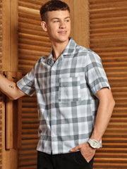 Checks Half Sleeve Oversize Shirt With Pocket