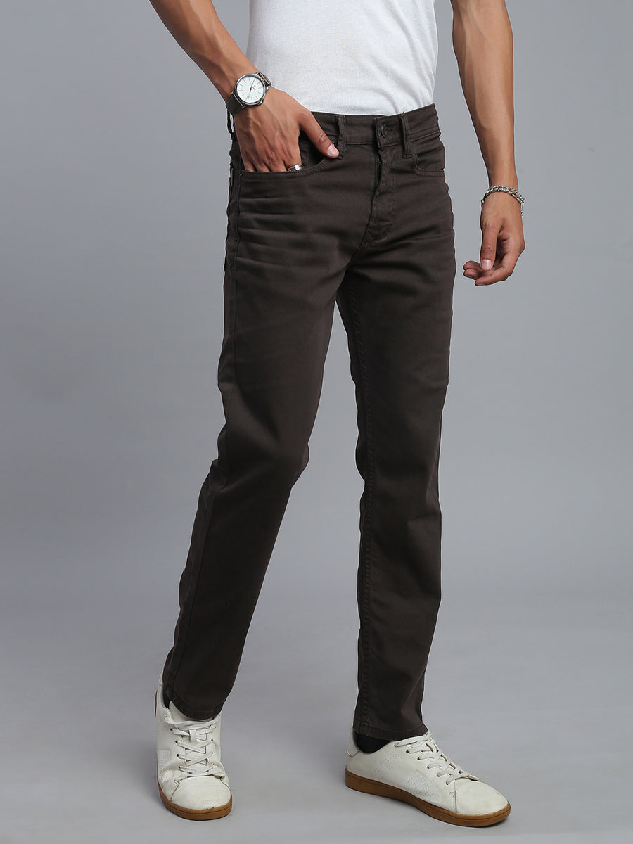 Brown Comfort Slim Fit Stretchable Jeans