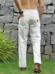 White Straight Fit Cotton Cross Pocket Jeans