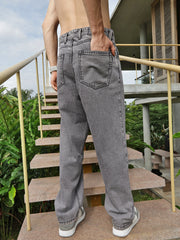 Gray Loose Fit Cotton Jeans