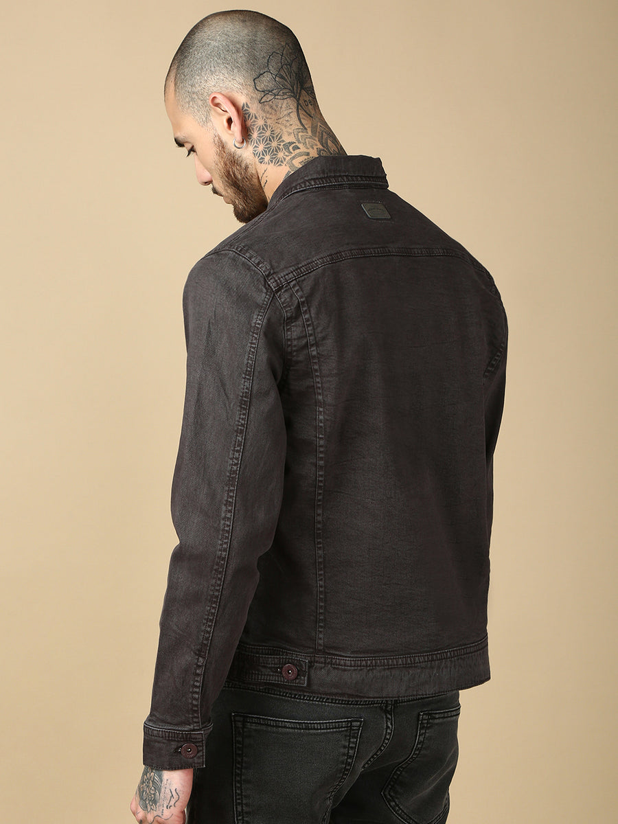Brown Over Dyeing Slim Fit Jacket
