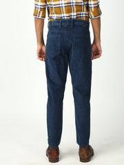 Prussian Blue Corduray Baggt Fit Stretchable Jeans
