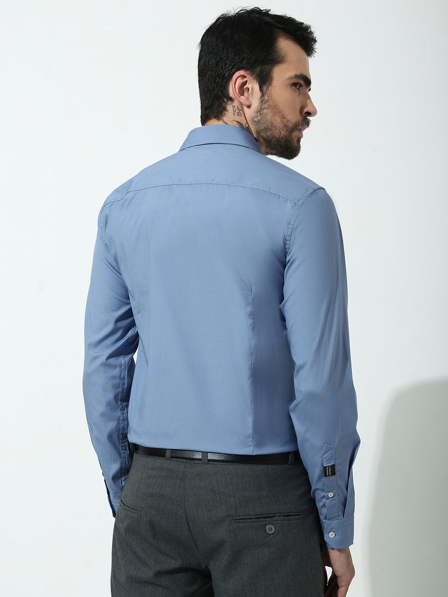 Light Blue Full Sleeve Slim Fit Shirt Without Pocket