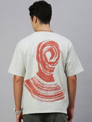 Printed Round Neck Oversize Half Sleeve T-Shirt