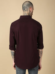 Maroon Full Sleeve Slim Shirt With Pocket