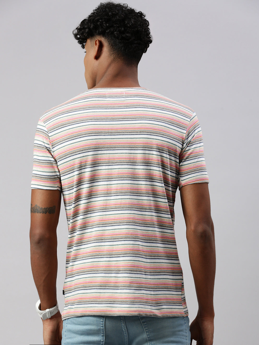 Stripe Half Slim Fit T-Shirt