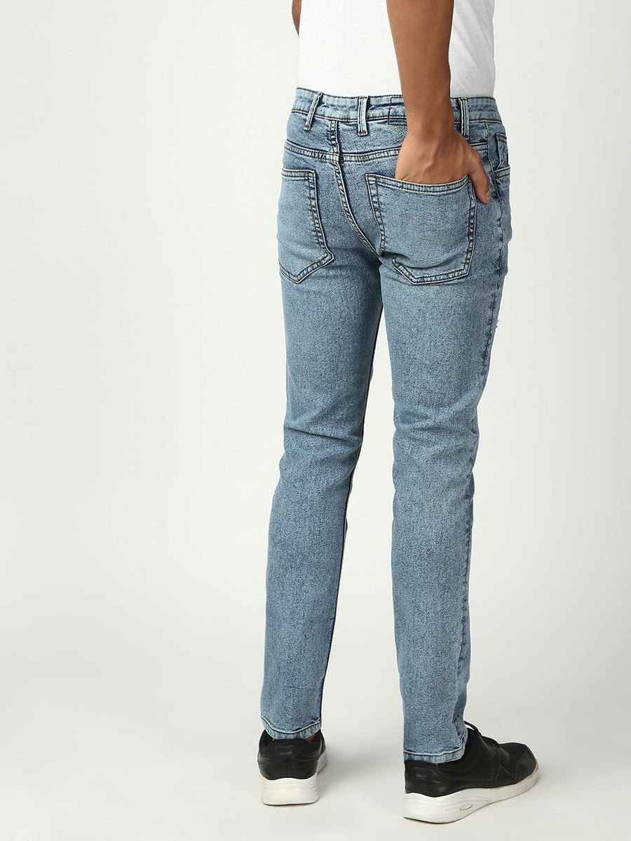 Light Blue Ripped Slim Fit Stretchable Jeans