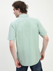Mint Blue Half Sleeve Relsx Fit Shirt With Pocket