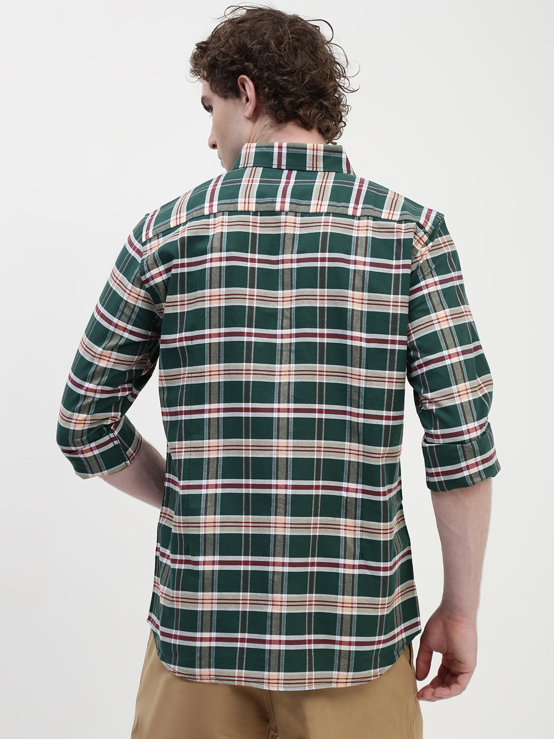 Oxford Checks Full Sleeve Slim Fit Shirt Without Pocket