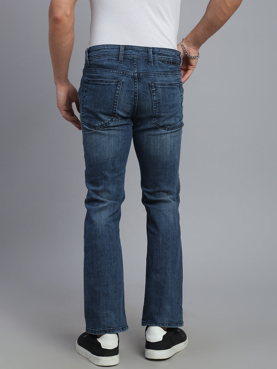 Smoke Indigo Blue Boot Cut Fit Stretchable Jeans